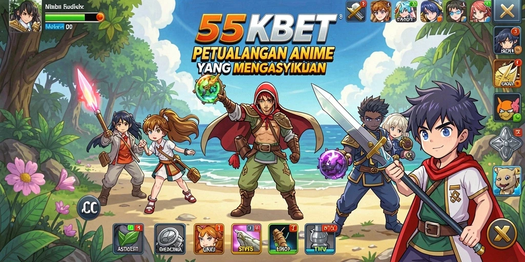 Screenshot gameplay 55KBET yang menunjukkan aksi pertarungan Anime.