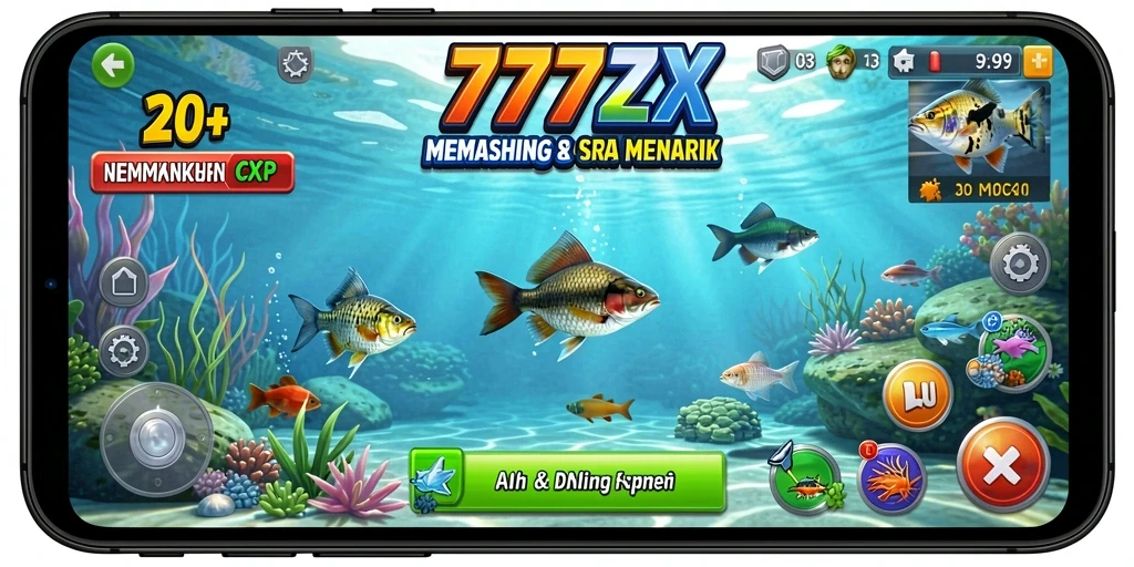 Tampilan permainan 777ZX dengan grafis memancing yang menawan.
