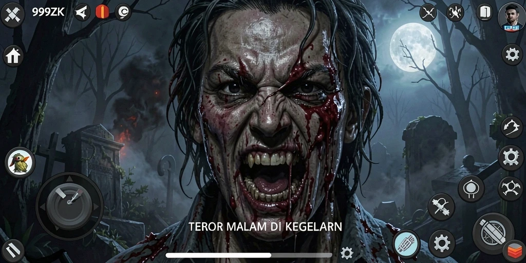 Gameplay menegangkan di dalam dunia kelam 999ZK.