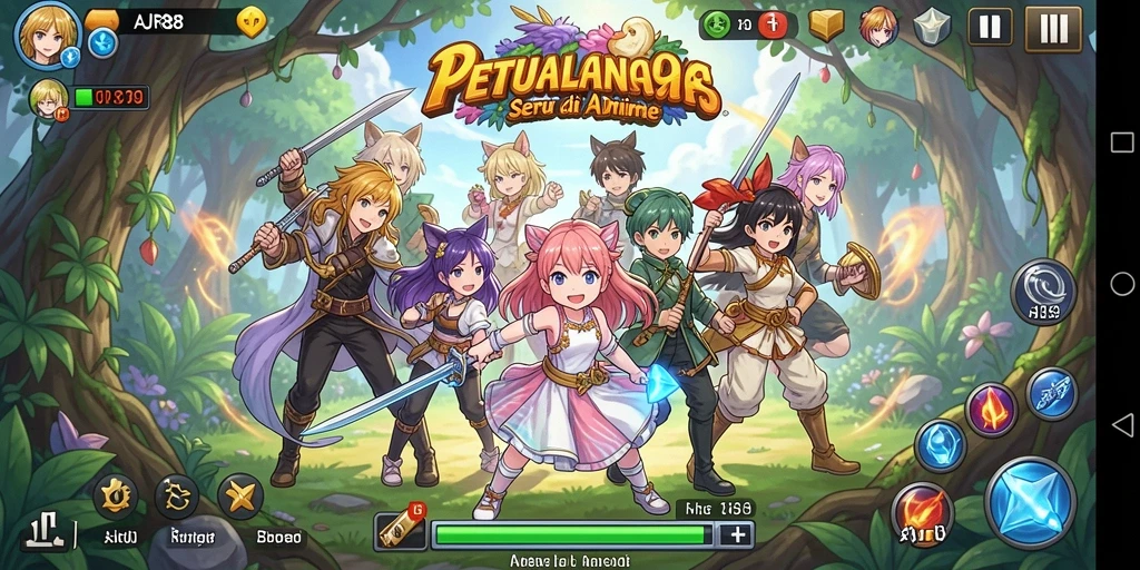 Screenshot gameplay AJR88 menampilkan karakter anime sedang bertarung.