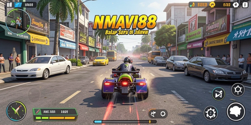 Screenshot AMAVI88 menampilkan aksi balapan yang seru dan menegangkan.
