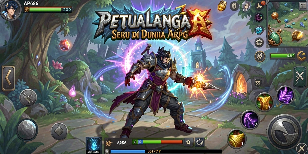 Screenshot gameplay ARPG AP686 dengan aksi heroik yang mengesankan.