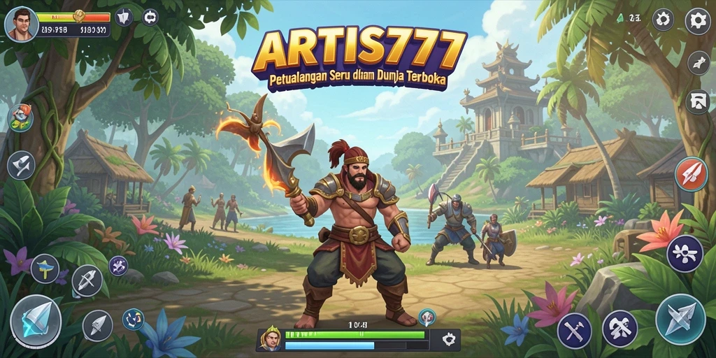 Tampilan gameplay ARTIS777 menampilkan aksi di dunia terbuka yang indah.
