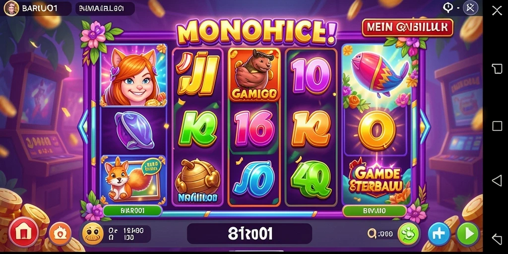 Tampilan gameplay Slot BARU01 yang menarik dan penuh warna.