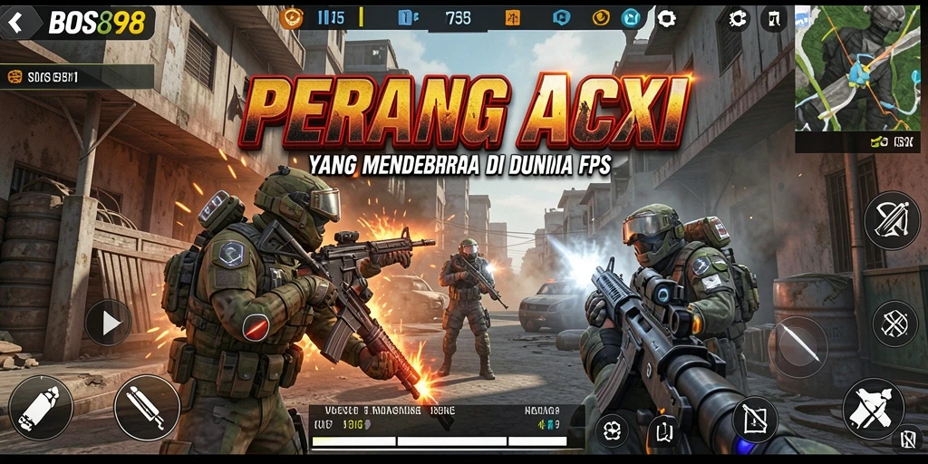 Tampilan gameplay mendebarkan dari game FPS BOS898.