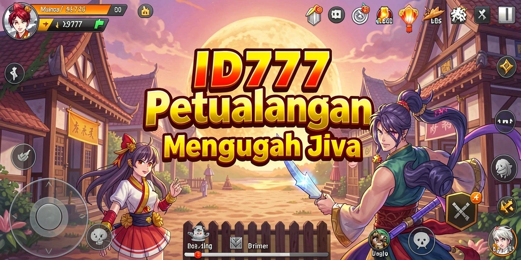 Screenshot utama ID777 menampilkan karakter Anime dalam aksi bertarung.