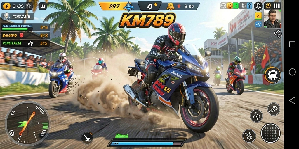 Gameplay seru balapan motor dengan grafis menakjubkan.