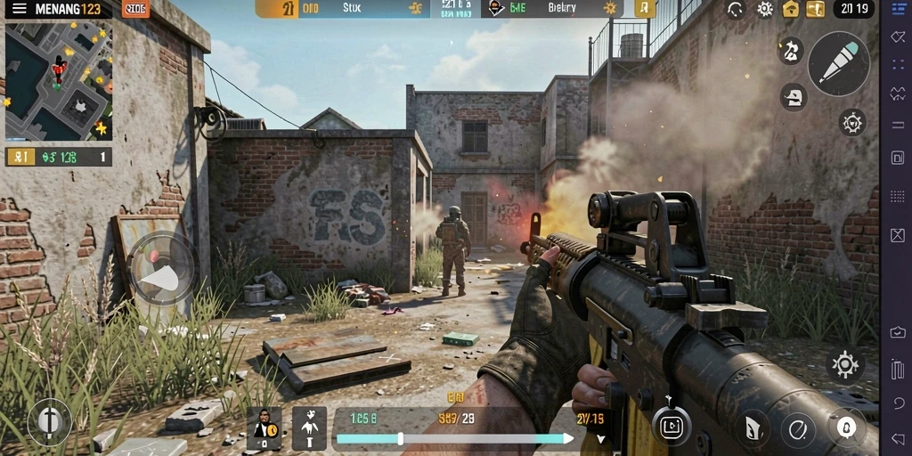 Gameplay MENANG123 menampilkan aksi tembak-menembak yang seru dan menegangkan.
