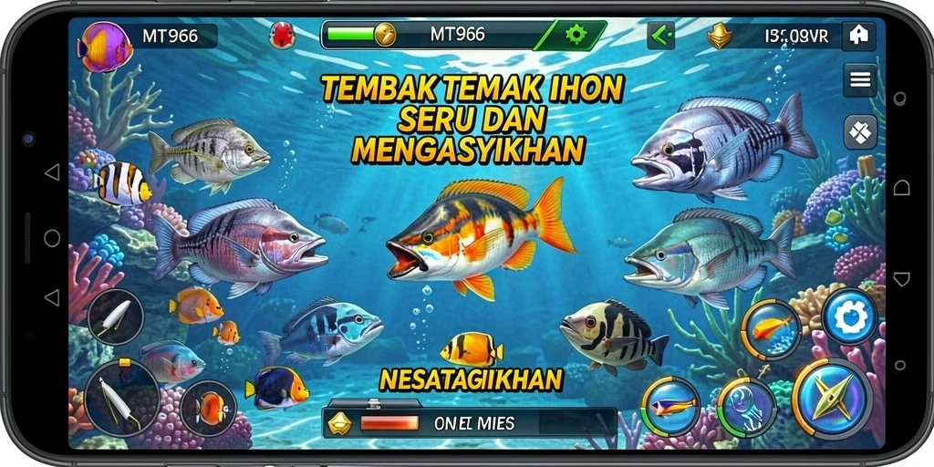 Tampilan gameplay MT966 yang penuh aksi dan seru saat menangkap ikan.