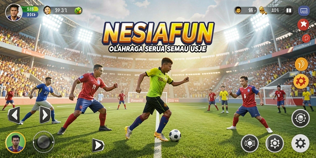 Tampilan screenshot NESIAFUN menampilkan aksi seru dalam permainan olahraga.