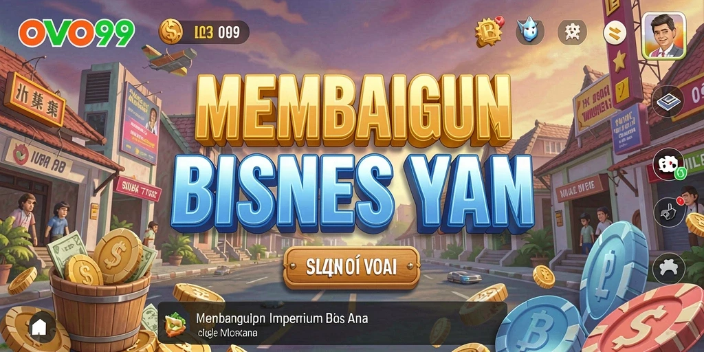 Tampilan gameplay OVO99 dengan skenario bisnis yang menarik.