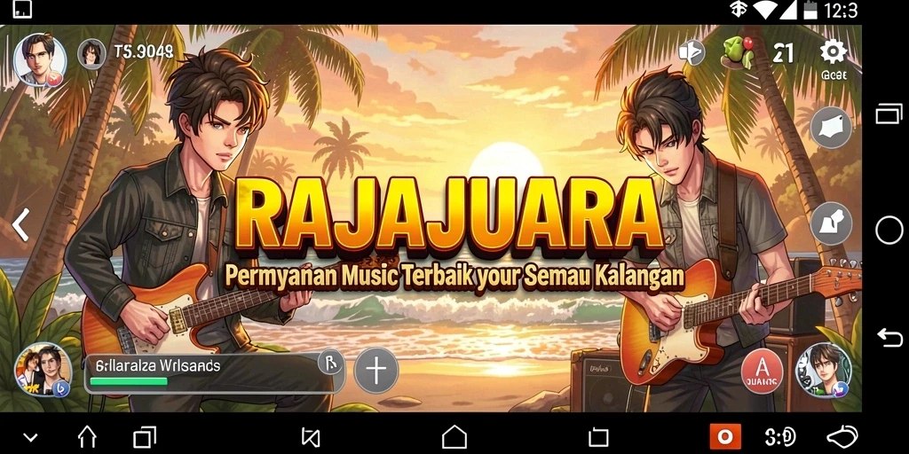Screenshot gameplay RAJAJUARA menampilkan momen seru saat bermain musik.