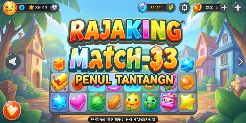 Tampilan gameplay seru RAJAKING dengan berbagai level match-3.