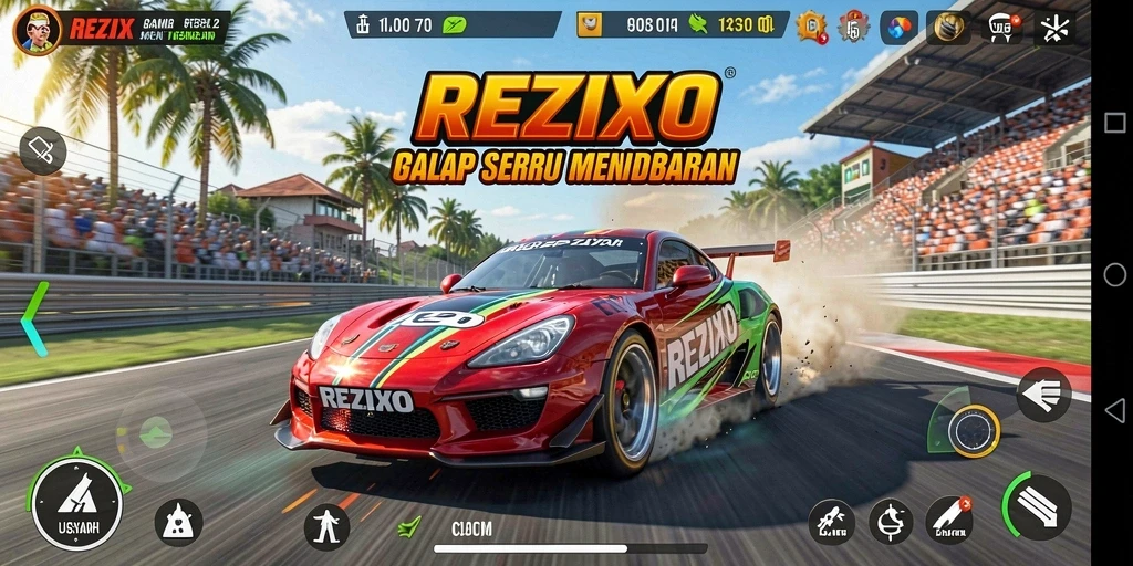 Tampilan gameplay balap yang seru dalam REZIXO.