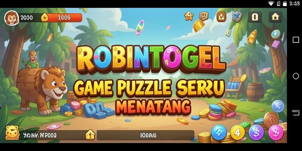 Tampilan gameplay dalam ROBINTOGEL yang penuh teka-teki seru.
