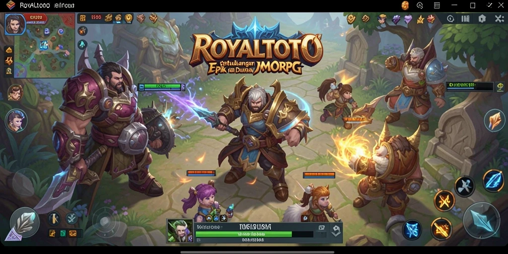 Screenshot utama ROYALTOTO menampilkan aksi pertarungan yang seru dalam gameplay MMORPG.