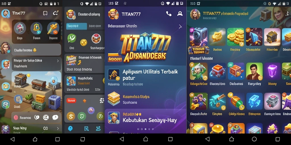 Tampilan utama aplikasi TITAN777 dengan berbagai fitur utilitas.