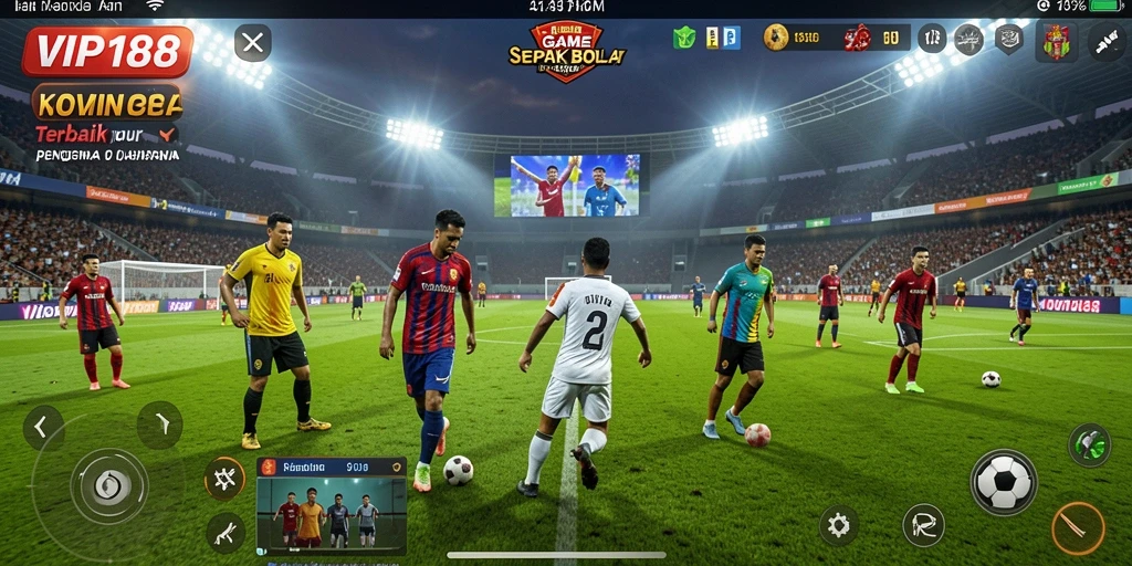 Tampilan gameplay menarik dari VIP188 yang menunjukkan aksi sepak bola.