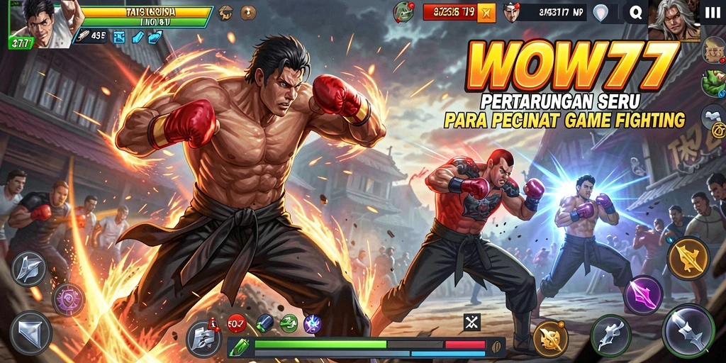Tangkapan layar utama WOW77 menampilkan aksi pertarungan yang mendebarkan dan intens.